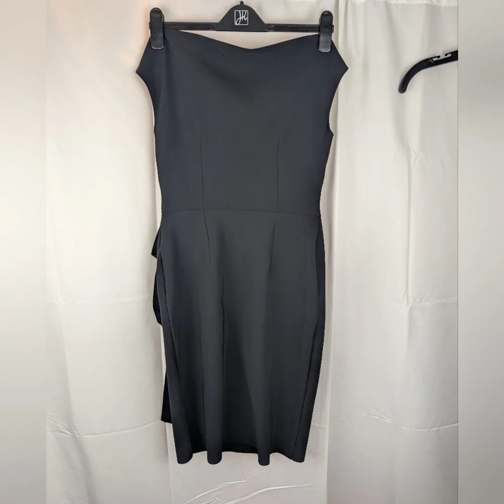 Chiara Boni Black One-Shoulder Sheath Dress with Side Ruffles Size 10(46) In EUC - Picture 10 of 13